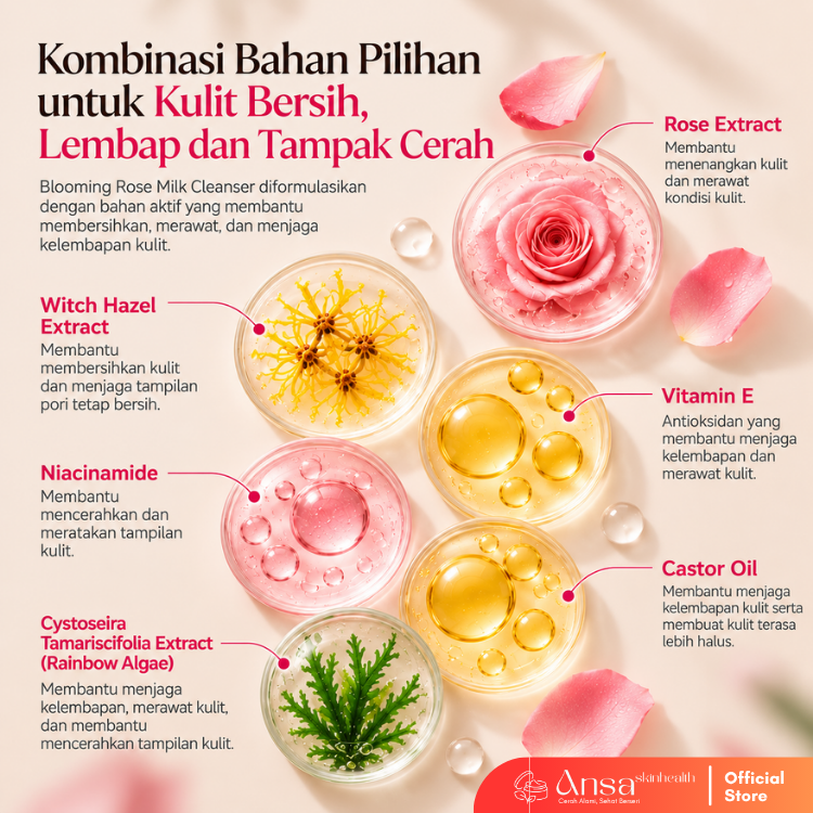 Blooming Rose Milk Cleanser with Vit E & Hazel 100ml